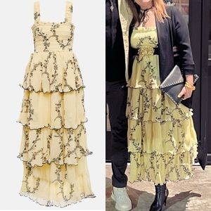 ✨ GANNI tiered floral print plissé-chiffon midi dress ✨